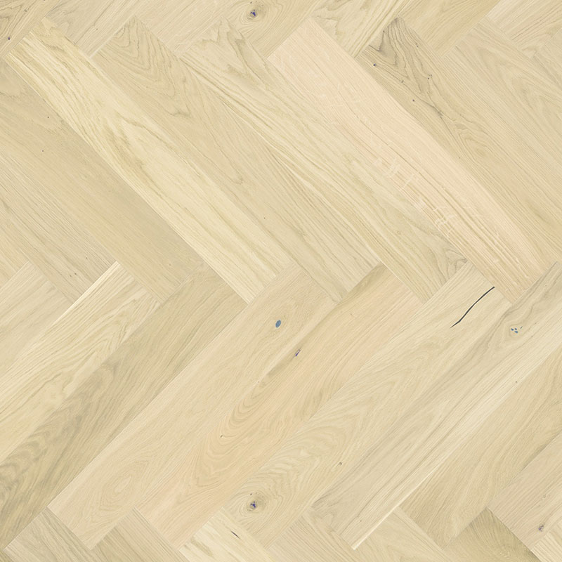 Barlinek Fiskbensparkett Ek Bianco 130 Mm  Klickgolv Optilock, Mattlackad, 14x130x725 Mm, Fasade Sidor, 0,65 M2/pkt