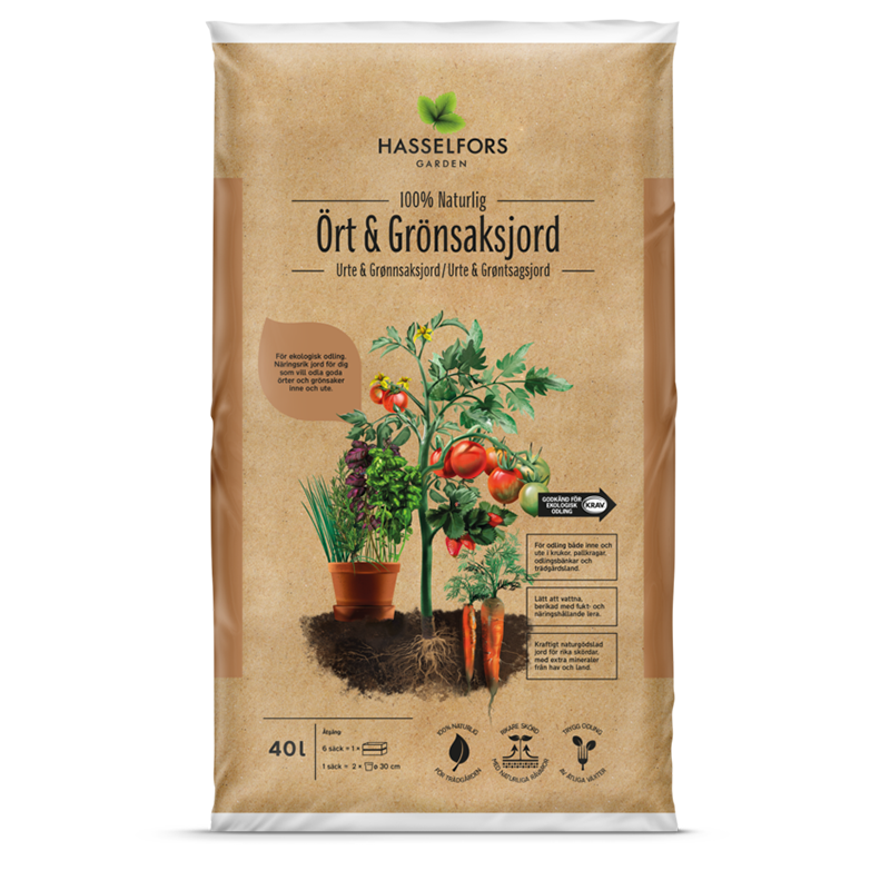 Hasselfors Garden Ört & Grönsaksjord 40l Hasselfors 40 Liter