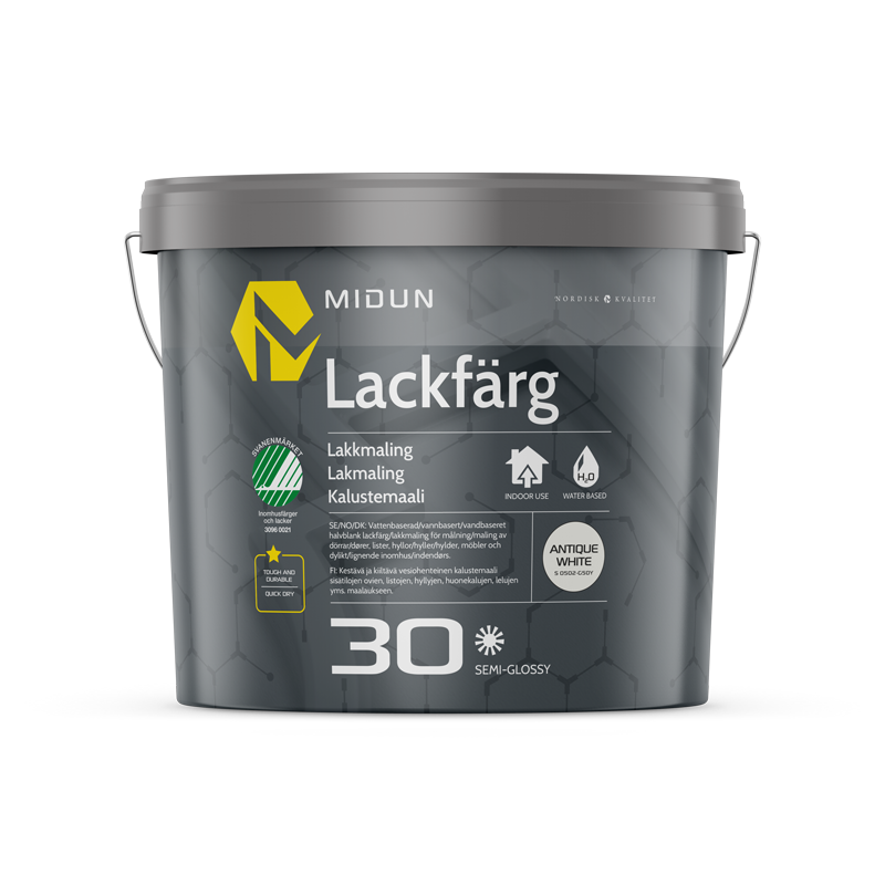 Midun Lackfärg Halvblank Antikvit  3 L, Svanenmärkt