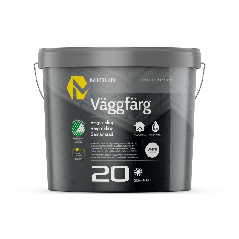 Midun Väggfärg Halvmatt Vit  10 L