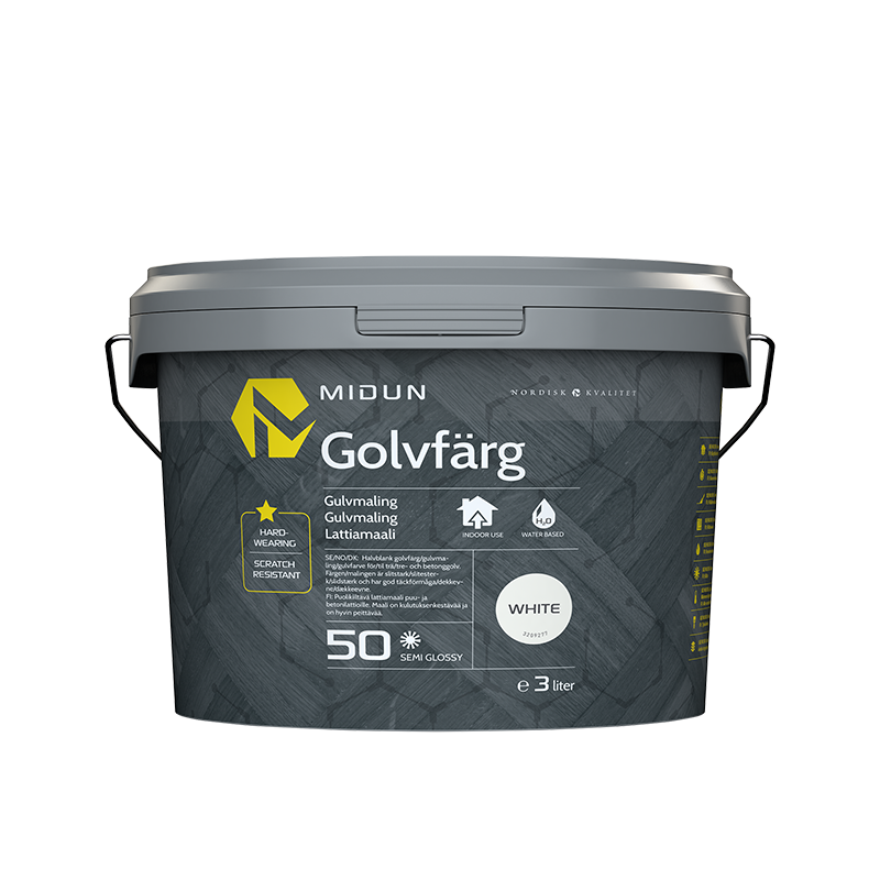 Midun Golvfärg Halvblank Vit  3 L