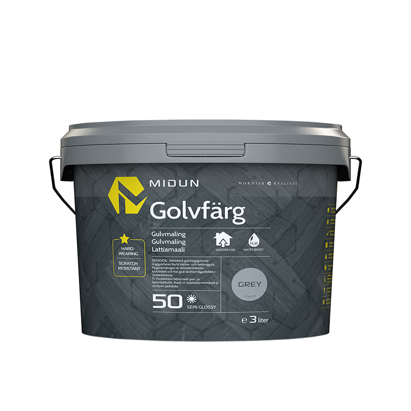 Midun Golvfärg Halvblank Grå  3 L