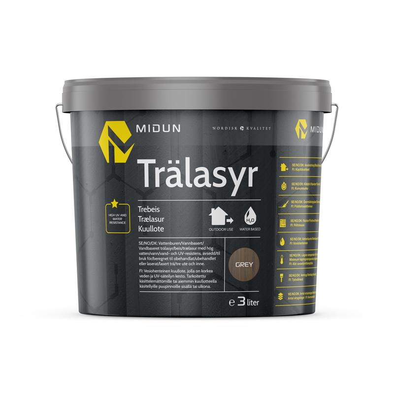 Midun Trälasyr Grå  3 L, Halvmatt, V