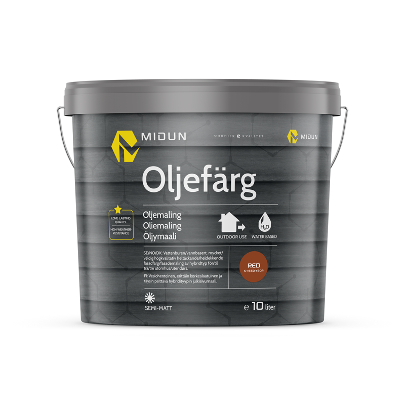 Midun Oljefärg Röd  10 L