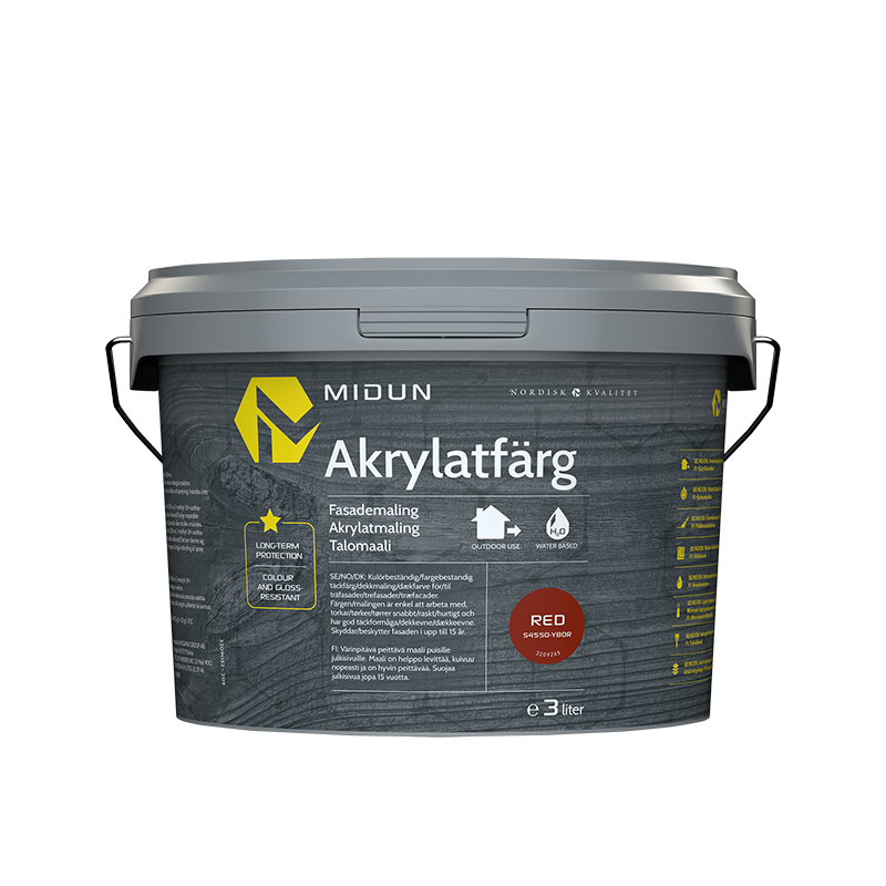 Midun Akrylatfärg Röd  3 L