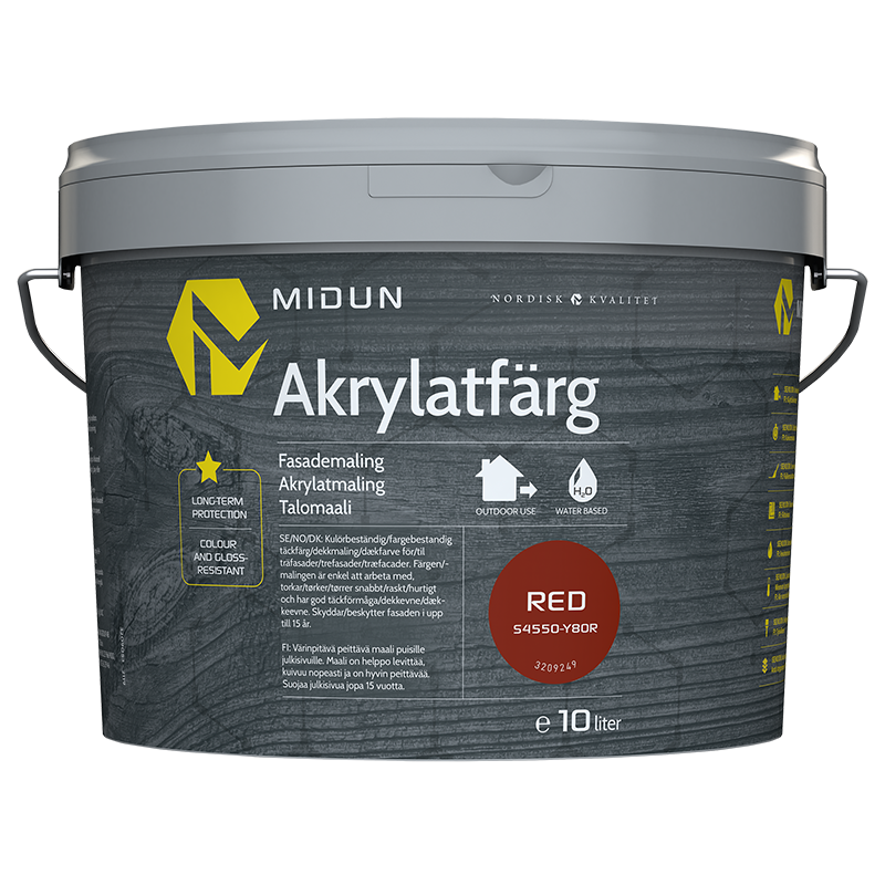 Midun Akrylatfärg Röd  10 L
