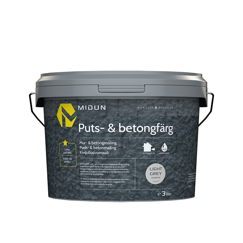Midun Puts- Och Betongfärg Helmatt Ljusgrå  3 L