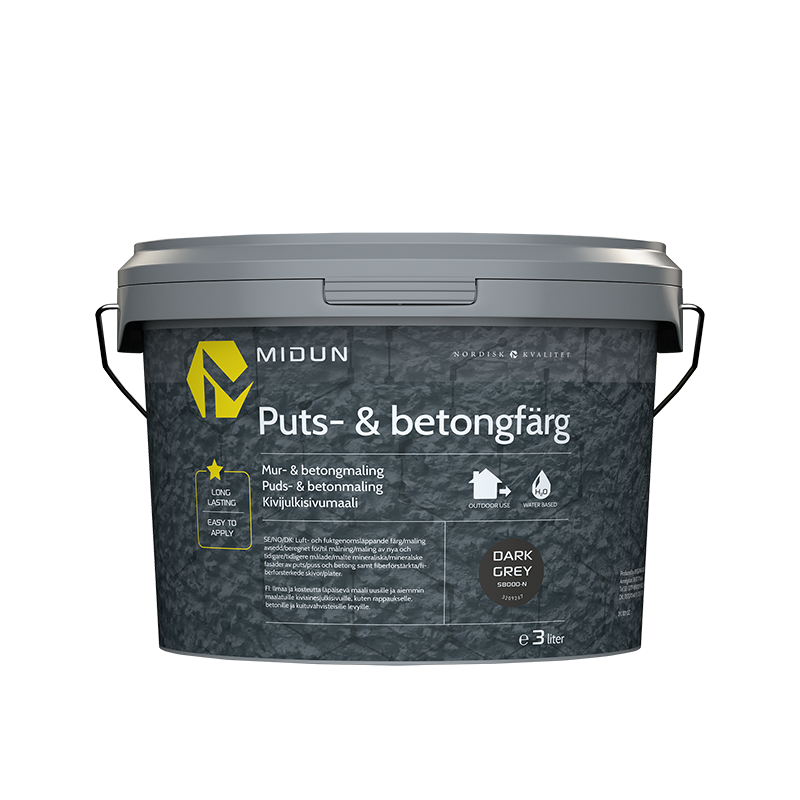 Midun Puts- Och Betongfärg Helmatt Mörkgrå  3 L