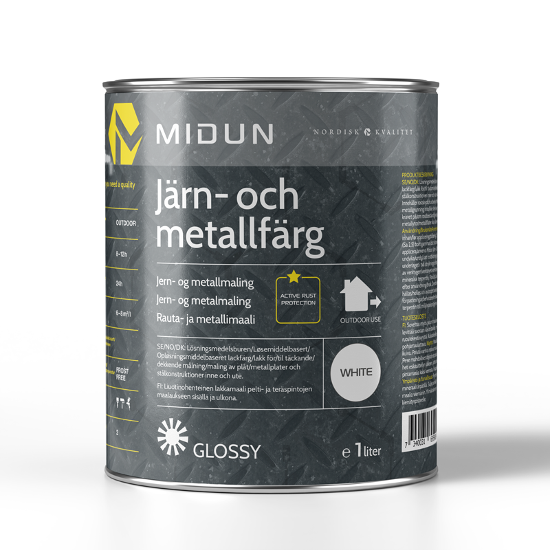 Midun Järn- Och Metallfärg Vit  1 L
