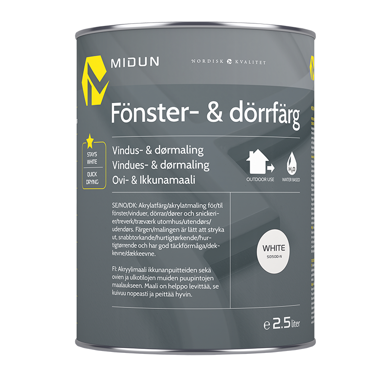 Midun Fönsterfärg Halvblank Vit  2,5 L