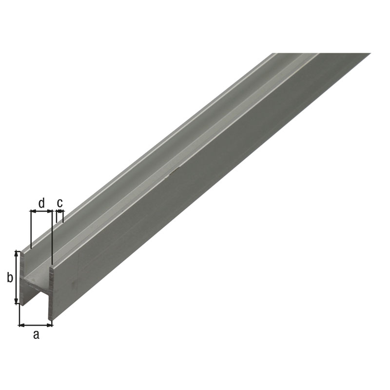 H-PROFIL ALUMINIUM SILVER 13,5X22X10X1,5/1M
