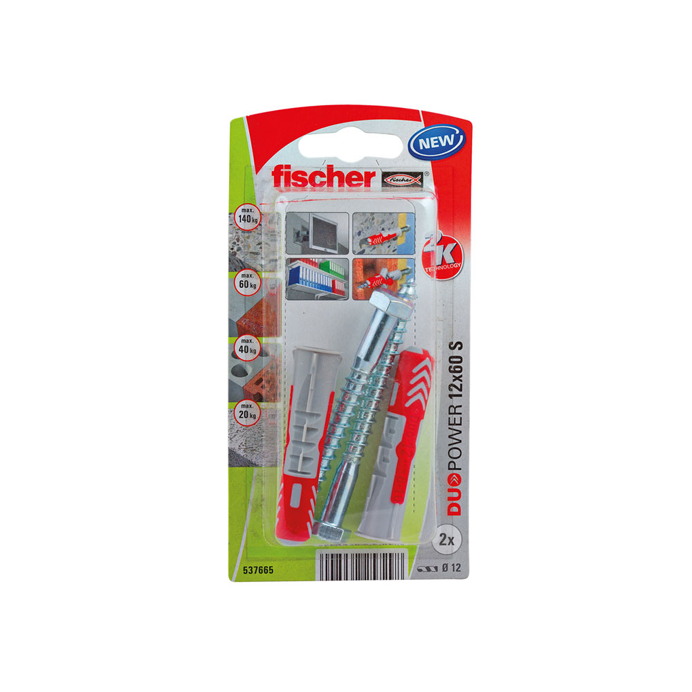 Fischer Universalplugg  Duopower 12x60mm 2st, Med Krage Och Skruv