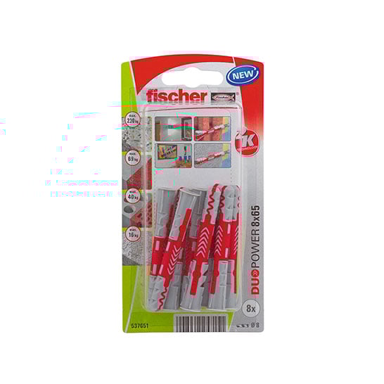 Fischer Universalplugg  Duopower 8x65mm 8st, Med Krage