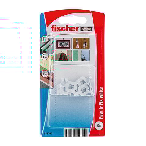 Fischer Väggkrok  Fast & Fix 8st, Vit