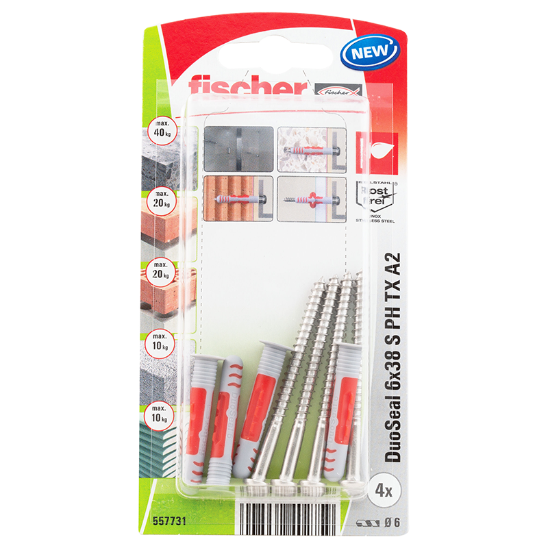 Fischer Duoseal 6x38mm S A2 K Nv Fischer Rostfri, 4st