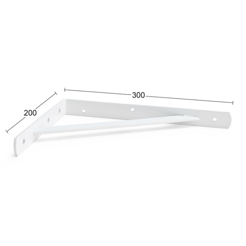 Konsol 9 Vit Vitlackerat Stål, 200x300 Mm, Maxvikt 100 Kg, Förstärkt