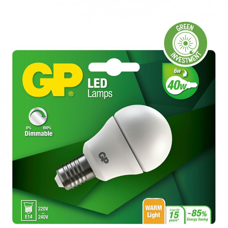 Billiga GP LED MGLOBE DIM E14 6W - 40W online på nätet