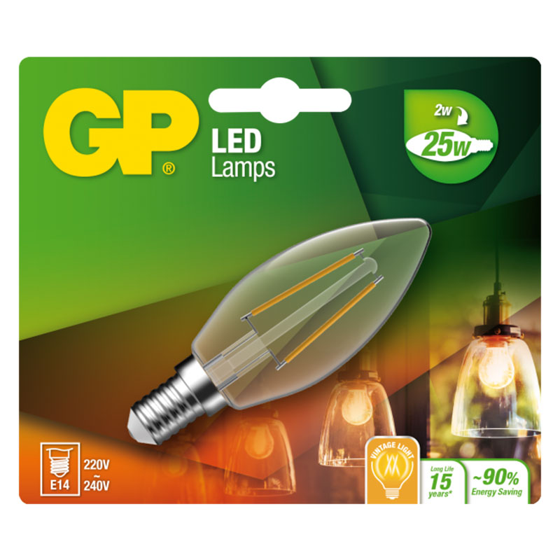 Billiga GP LED FILAMENT E14 2W-25W online på nätet