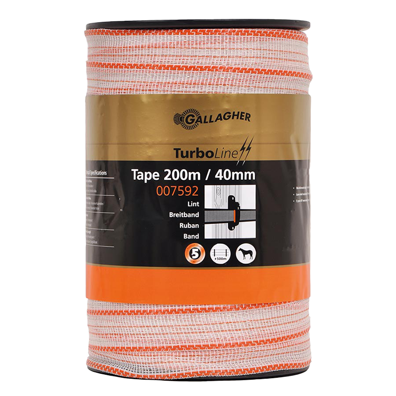 Gallagher Band Stängsel 40 Turboline Gallagher Vit, 200 Meter