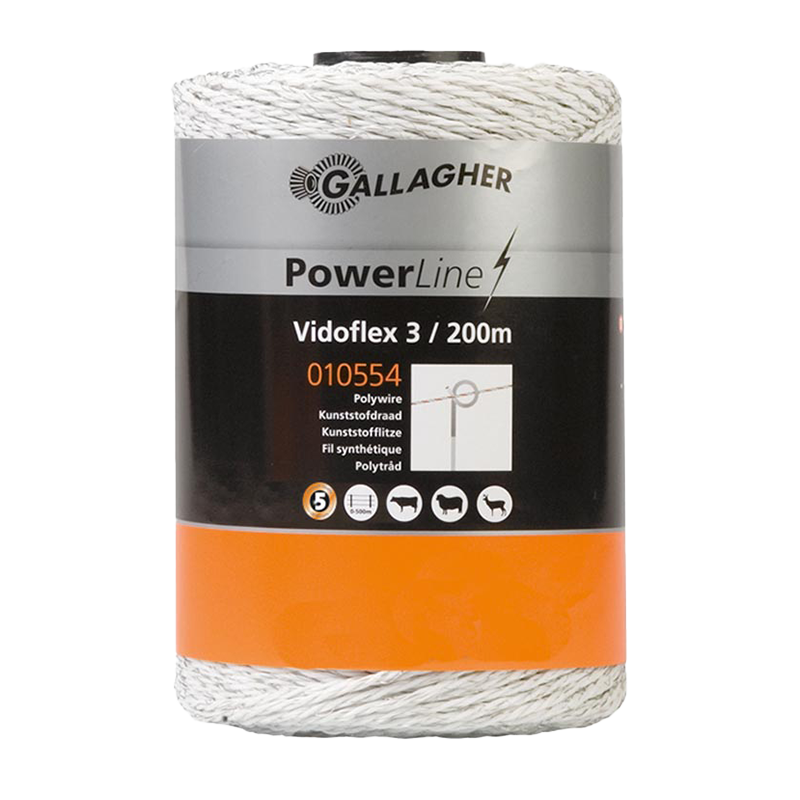 Gallagher Plasttråd Stängsel V 3 Powerline Gallagher Vit, 200 Meter