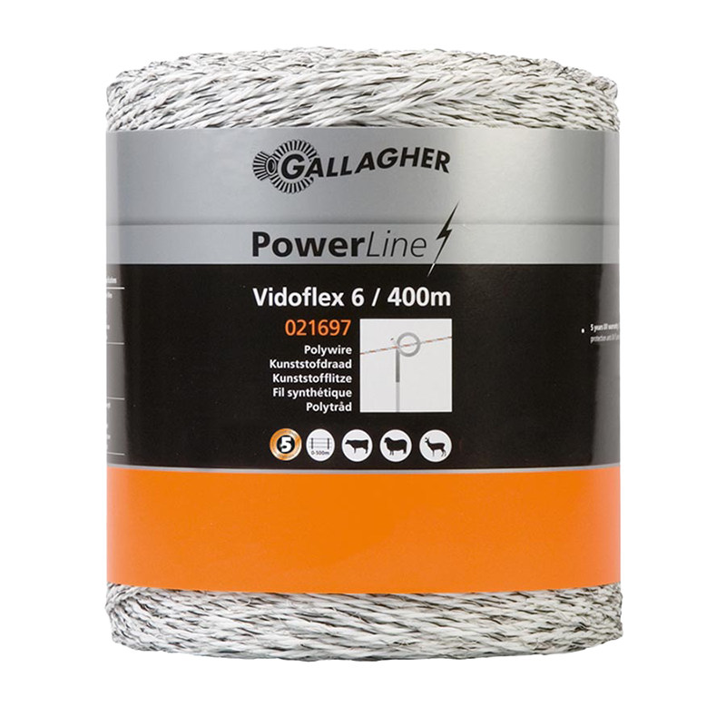 Gallagher Plasttråd Stängsel V 6 Powerline Gallagher Vit, 1000 Meter