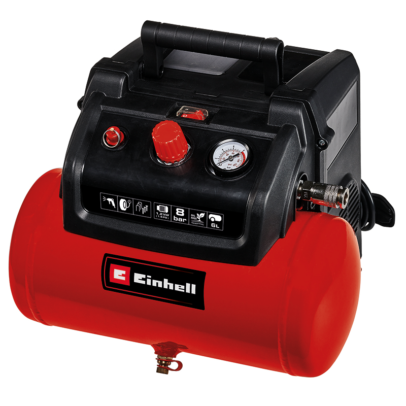 Einhell Kompressor - Tc-ac 190/6/8 Of Set Einhell Svart, Röd, 1200, W