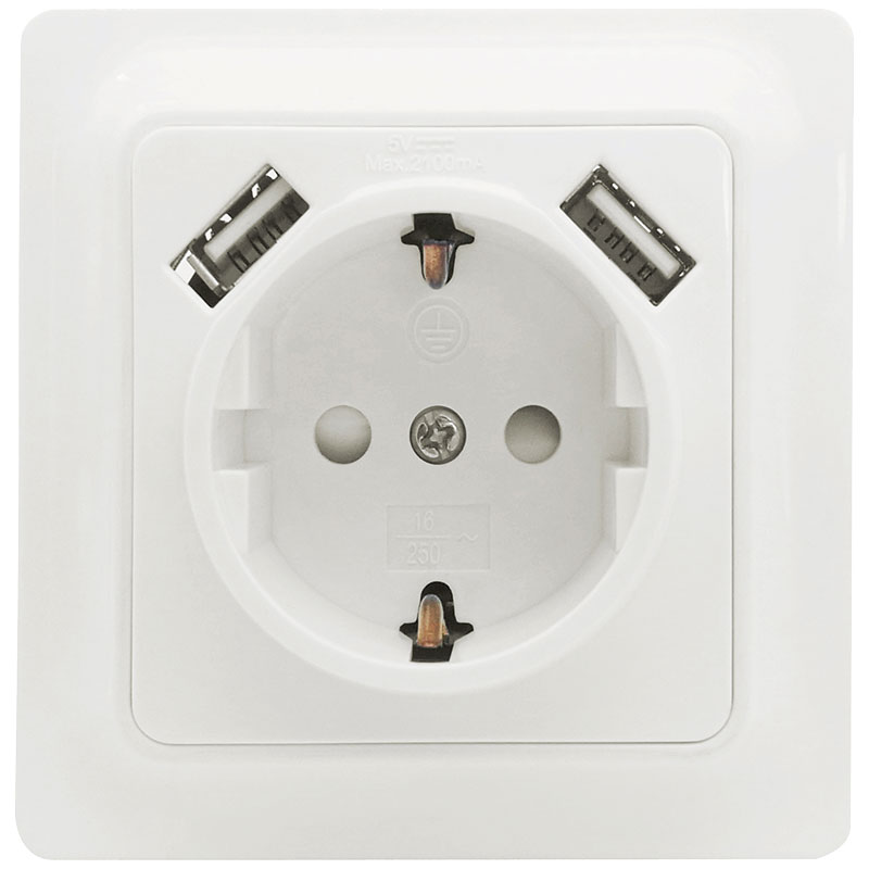 VÄGGUTTAG GAMMA 1-VÄGS+2XUSB MALMBERGS