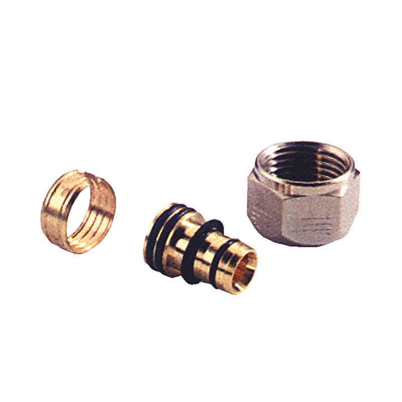 Flooré Anslutningskoppling  Alu/ Pex-rör 12x1,6, 3/4" Ec, Inkl Mutter, Stödhylsa Och O-ring