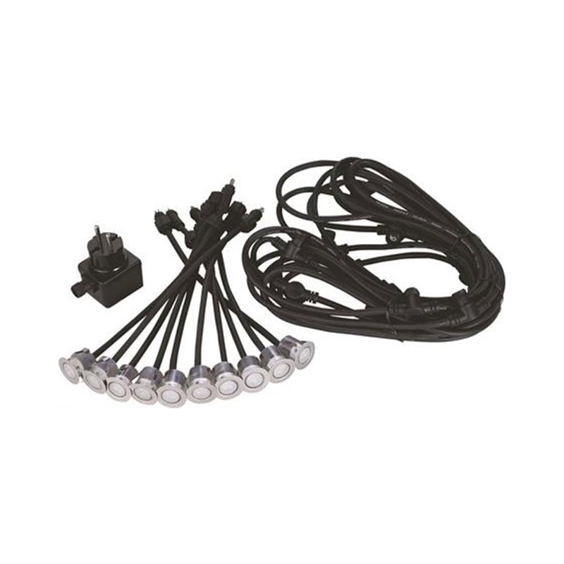 Malmbergs Golvspotlights Led-kit 10st  Satin, Förlängningskabel 10m