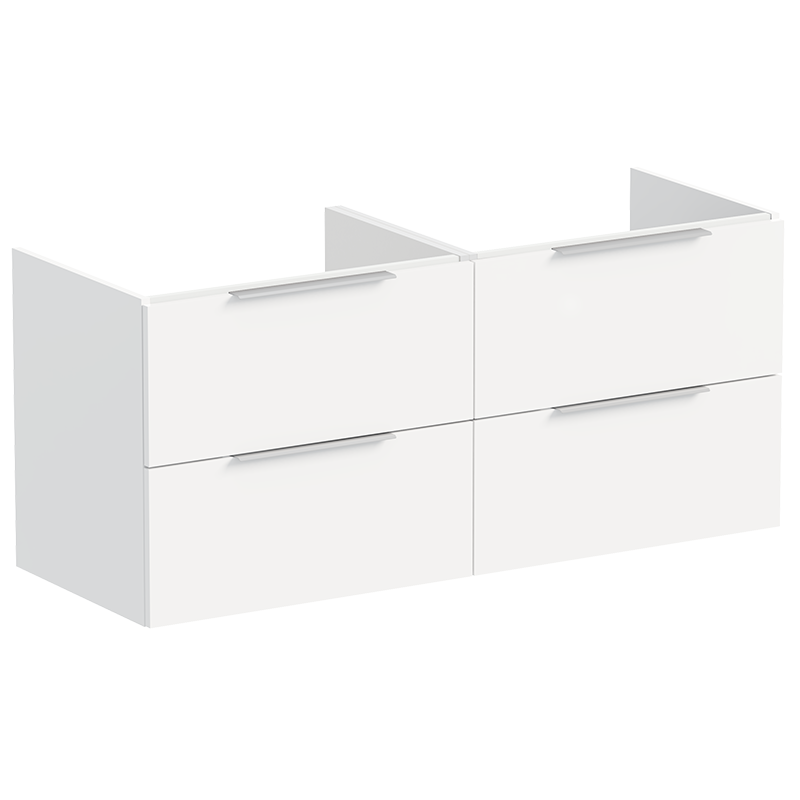 Hafsen Tvättställsskåp Dubbel Rogen 120 Cm Hafsen Mjukstängade Lådor, Blank Vit