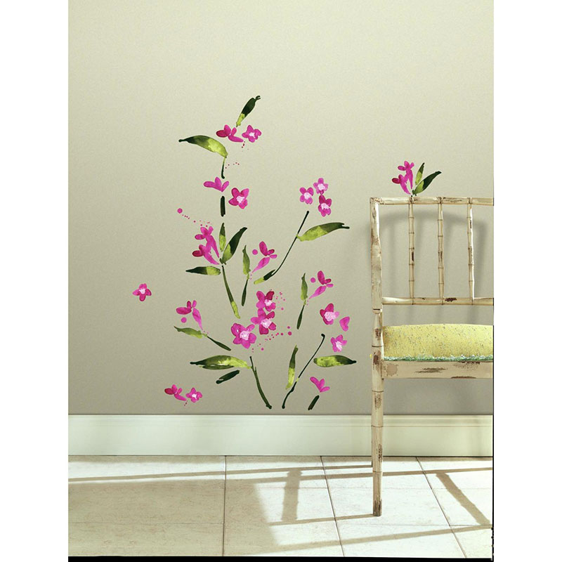 Billiga Väggdekor Fuchsia Flower Arrangement RoomMates online på nätet
