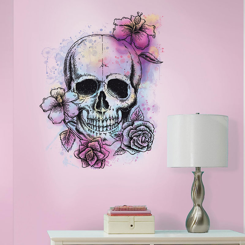 Billiga Väggdekor Bright Floral Skull RoomMates online på nätet