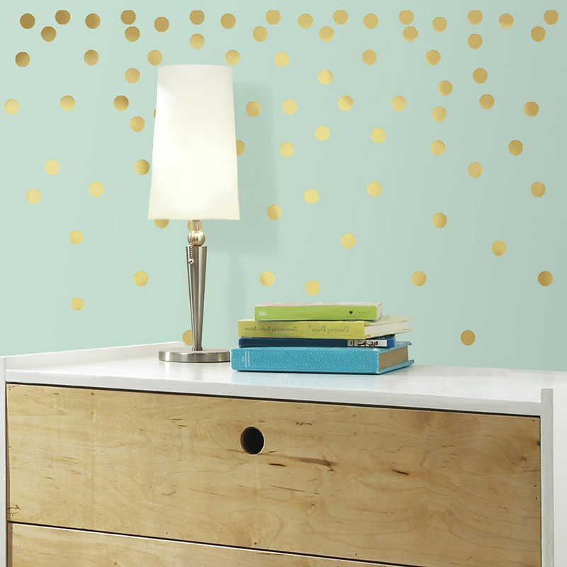 Billiga Väggdekor Gold Confetti Dots RoomMates online på nätet