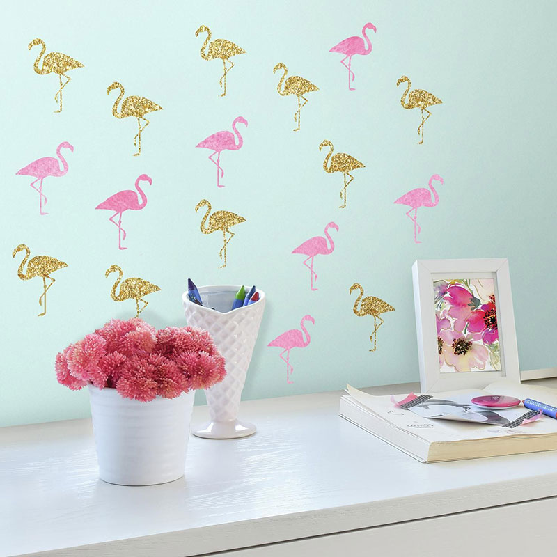 Billiga Väggdekor Flamingo with Glitter RoomMates online på nätet