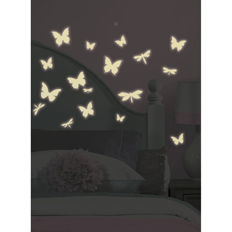 Billiga Väggdekor Butterfly & Dragonfly Glow Roommates online på nätet