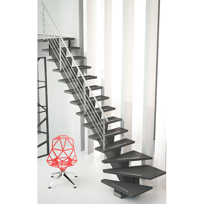 Byggera Spartrappa Gomera Design 1  Bredd 850mm, Valchormat, Aluminium