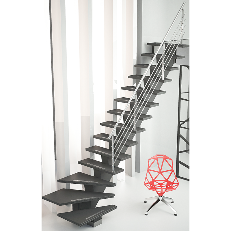 Byggera Spartrappa Gomera Design 1  Bredd 850mm, Valchormat, Aluminium