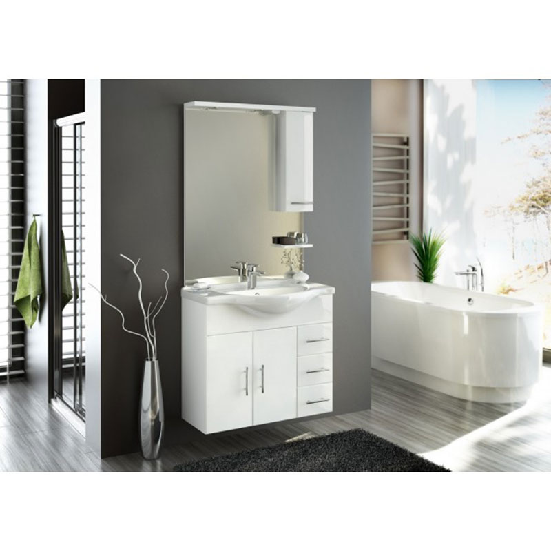 Milobad Möbelpaket Limone 90 Cm  86x51,5x182,5 Cm, Vit Högglans