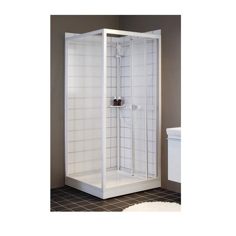 Ifö Kabin Överdel Next Nk 99  900x900x1860 Mm, Vit Profil Mönstrad Styrén