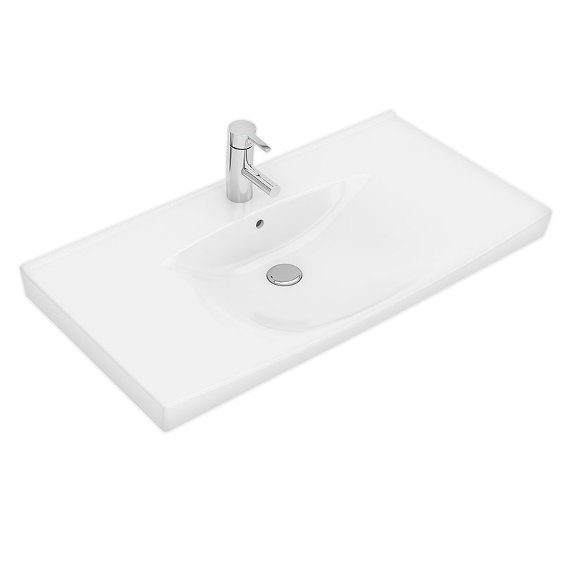 Ifö Tvättställ Spira 15242  Vit, 90cm, Med Blandarhål Och Överfyllnadsskydd