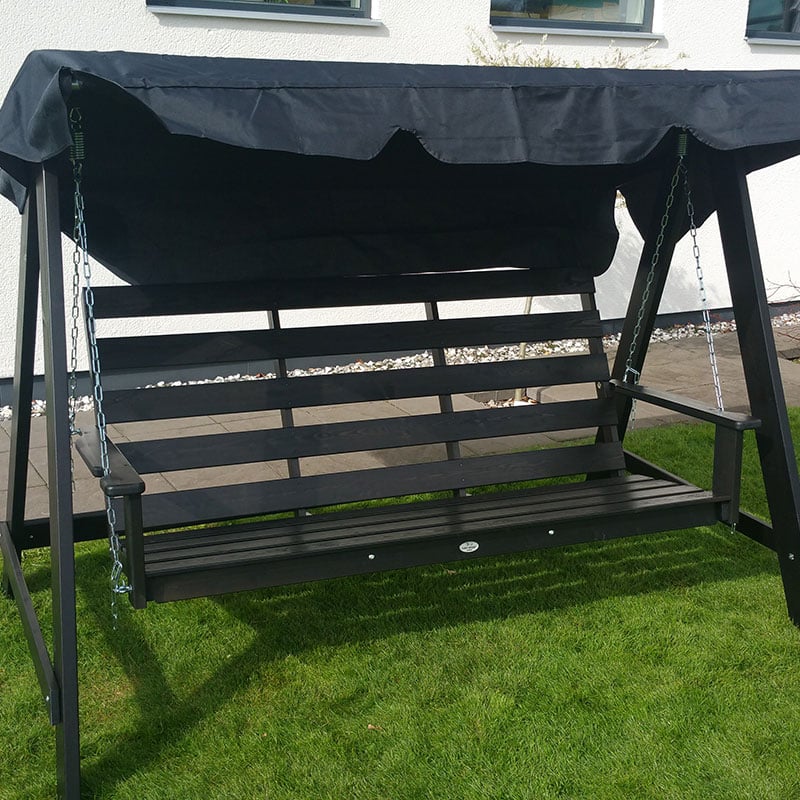 Eden Wood Hammock Mellby 3 Sits  3 Sits, Längd 220cm, Svartmålad, Obs Tak Och Dynor Ingår Ej