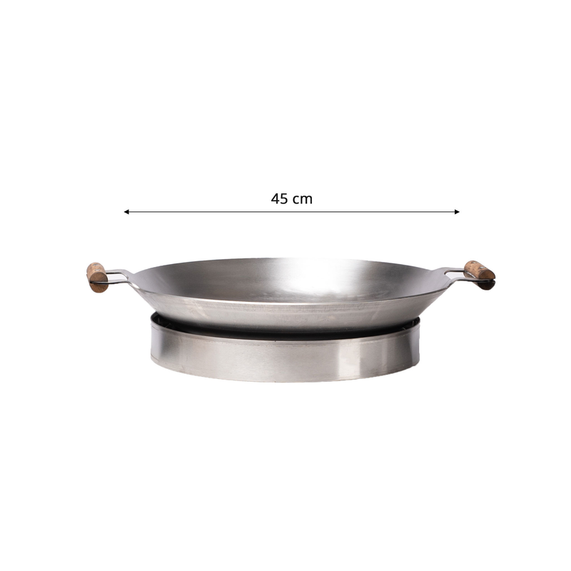 Grillsymbol Wokpanna Set Med Adapter Grillsymbol 45 Cm, Kolstål