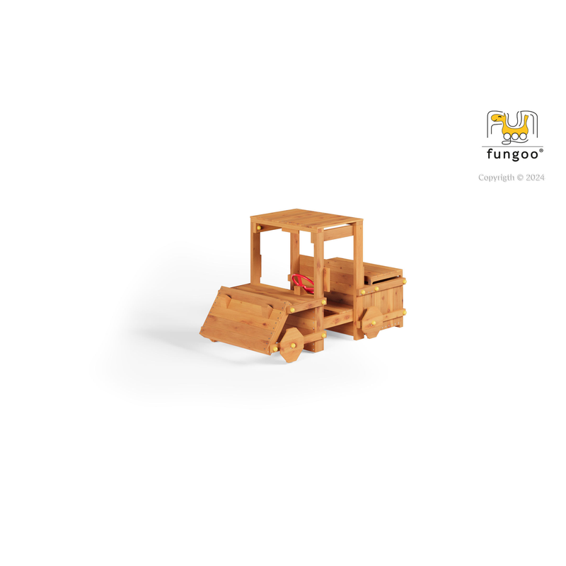 Fungoo Lekplats Garden Buggy Med Bagageutrymme, Trätak Och Kompakt Design Fungoo Målad I Teak, 93 X 177 X H105cm