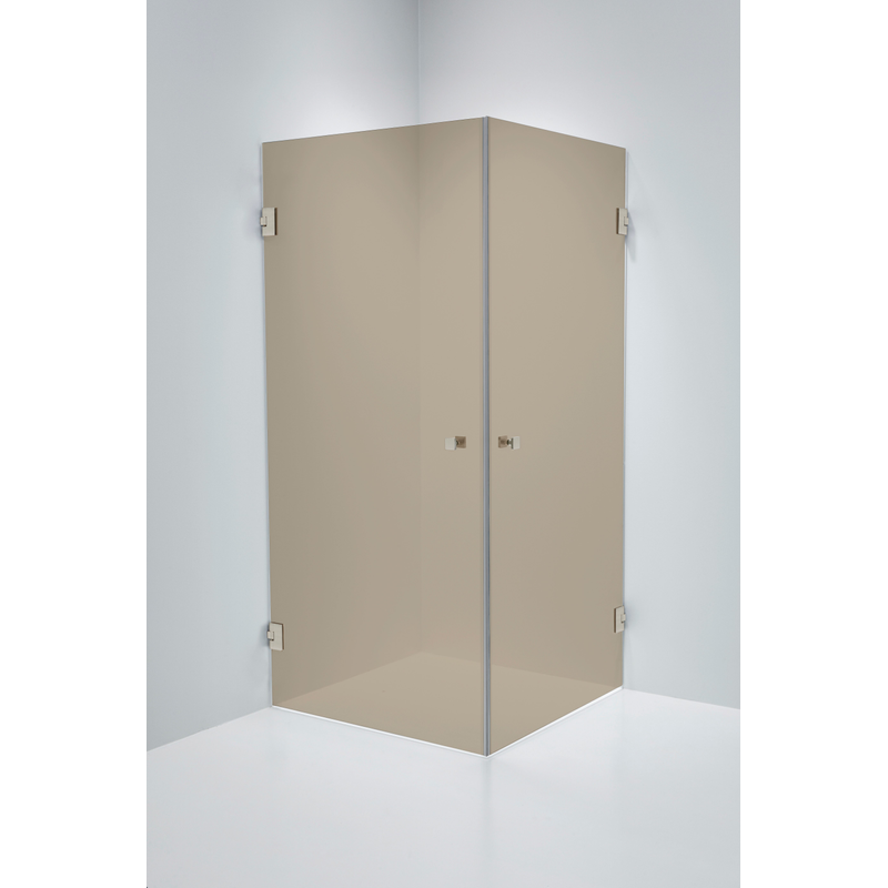 Duschbyggarna Duschdörrar Twin Design  800x800 Mm, Rostfri Look, Bruntonat