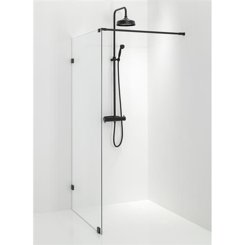Duschbyggarna Duschvägg Design  890x1913 Mm, Svart Matt, Klarglas