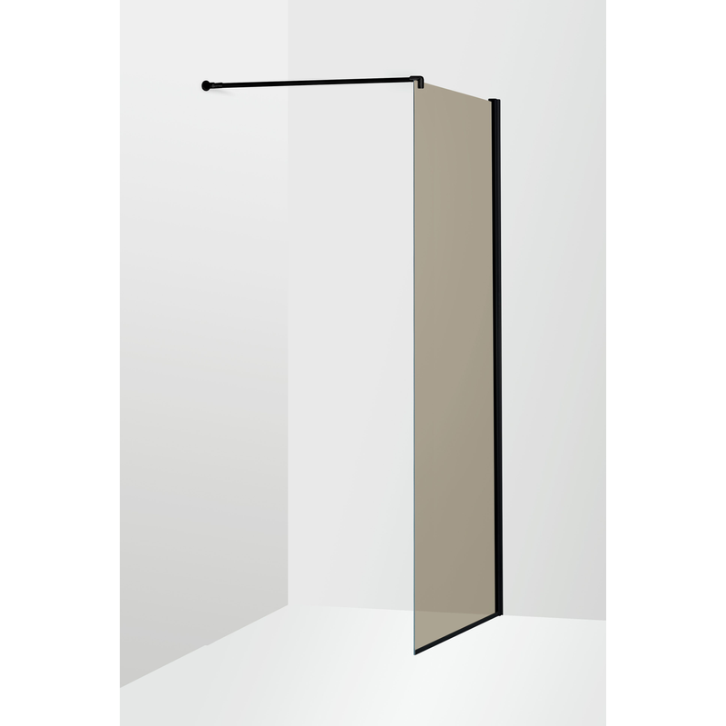 Duschbyggarna Duschvägg Solo Skärmvägg  700x2000 Mm, Bruntonat, Svart Matt