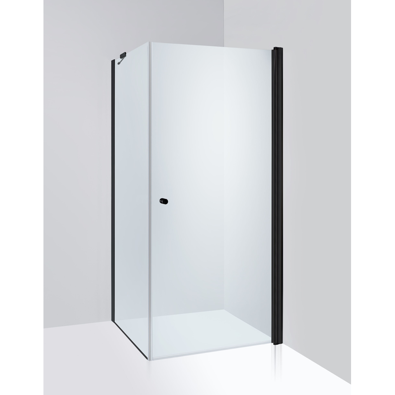 Duschbyggarna Duschdörrar Swing De Luxe Hörna  Dörr 900 Mm, Fast Parti 800 Mm, Högerhängd, Svart Matt