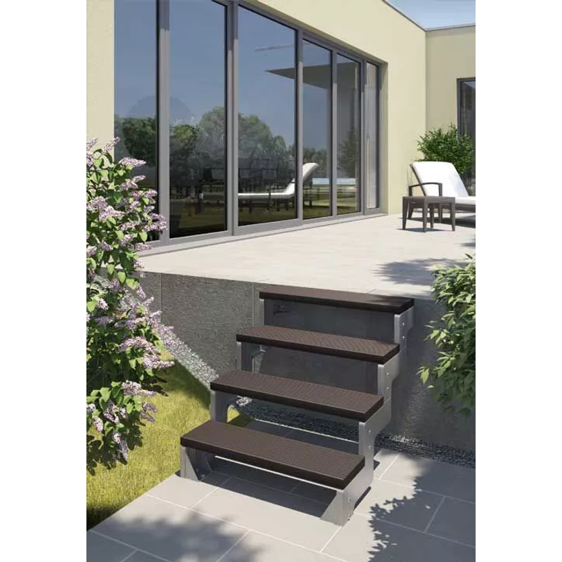 Dolle Utomhustrappa Gardentop Trimax® Utan Räcke Dolle 8 Steg, Mörkbrun