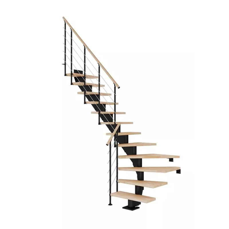 Dolle Trappa Hamburg Style6 L-form Dolle Svart, Oljad Bok, 14 Steg, 75 Cm