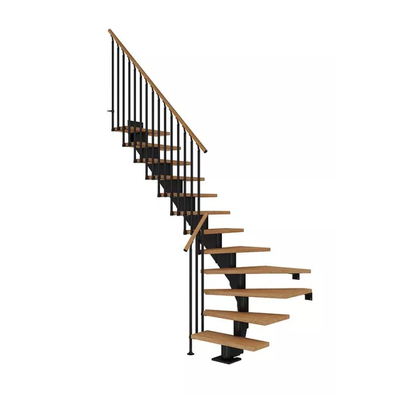Dolle Trappa Hamburg Classic Iii L-form Dolle Svart, Oljad Ek, 12 Steg, 75 Cm